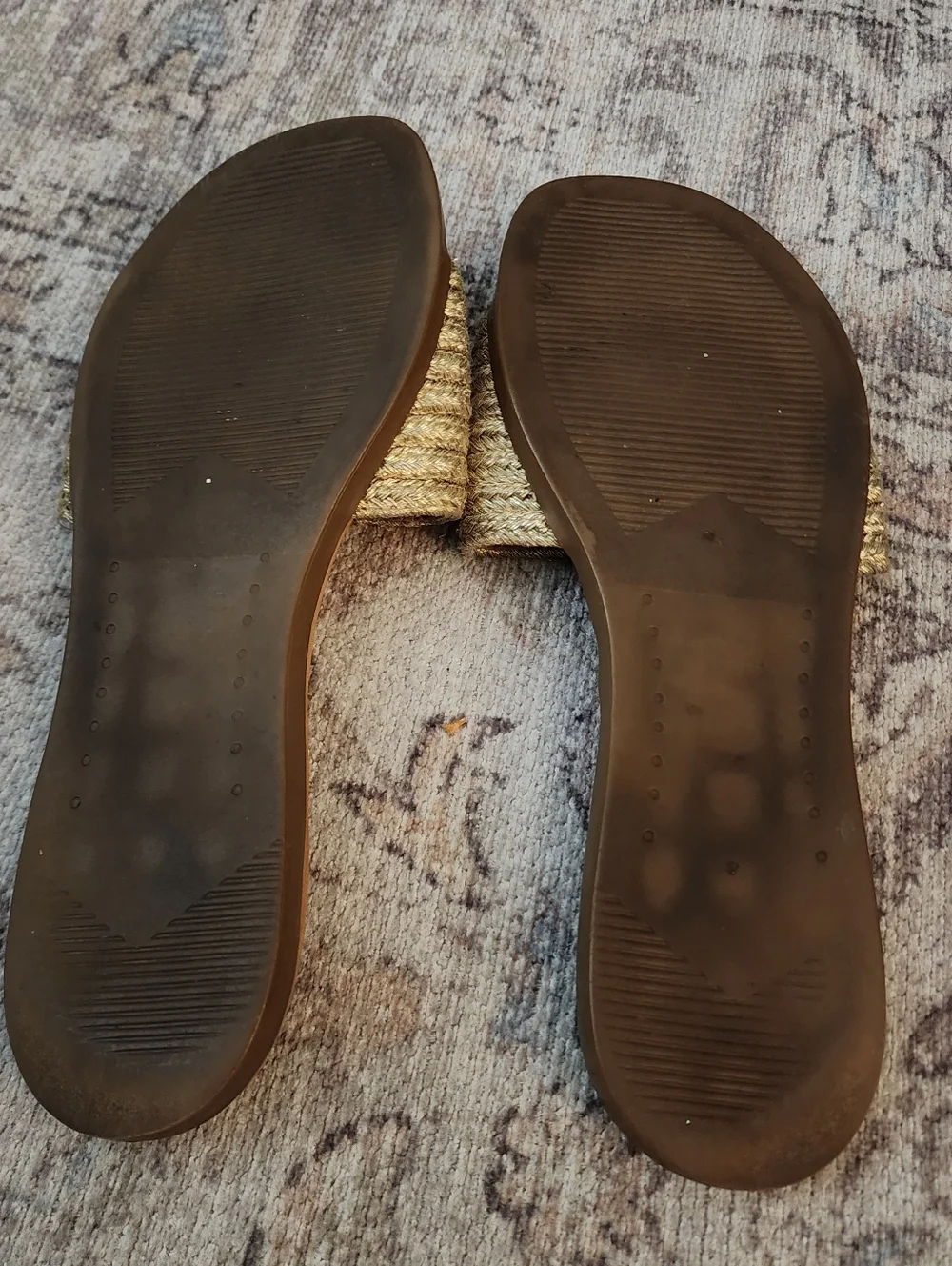 Steve Madden Gold Slides Flat Sandal Slip On Gold Woven 7